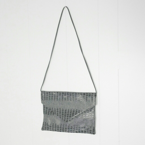 Gray Croc Skin Envelope Clutch - Picture 1 of 4